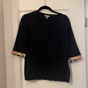 Burberry Black Top with Checkered Cuffs